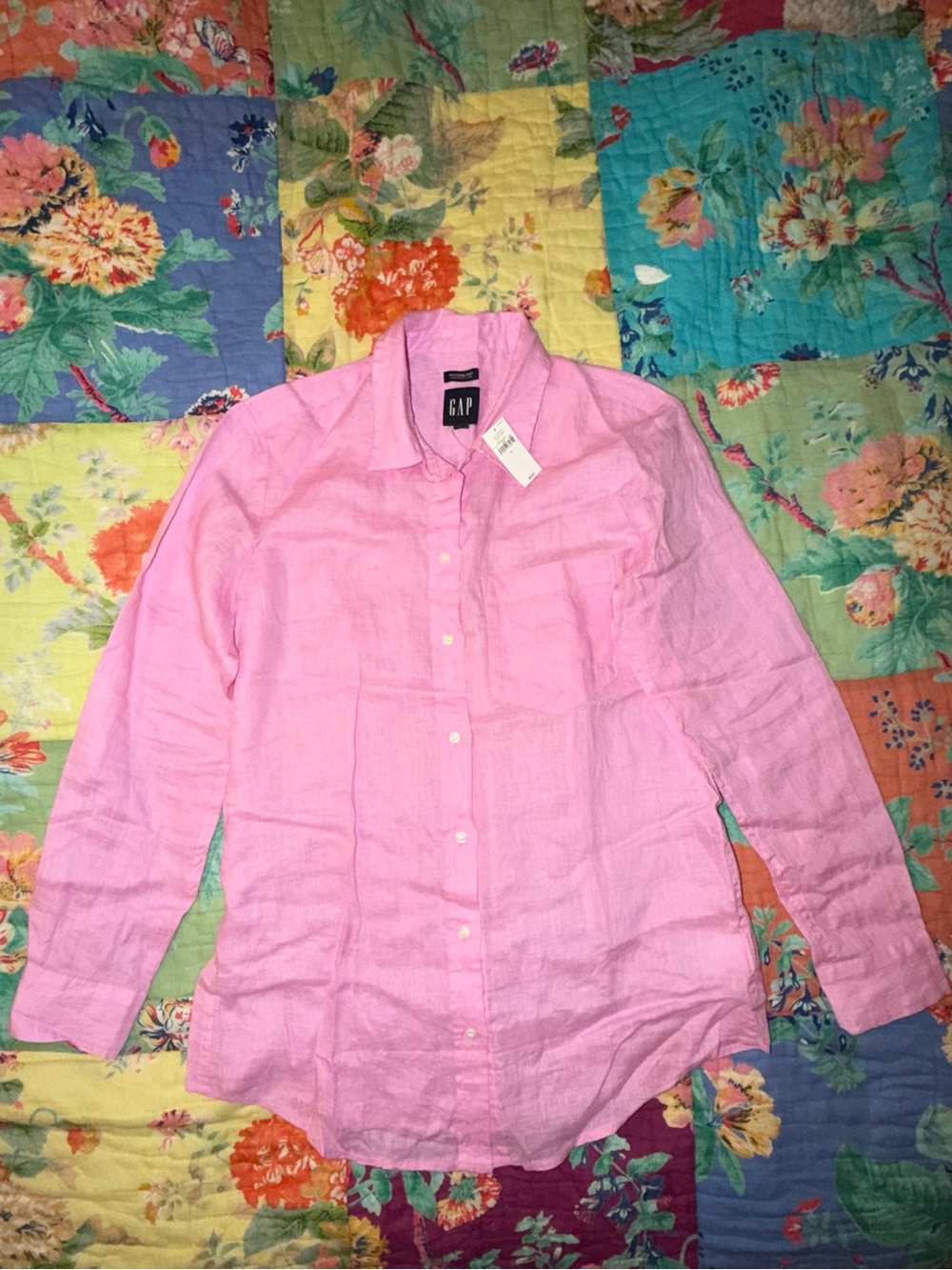 NWT GAP Linen Boyfriend Shirt - Sugar Pink